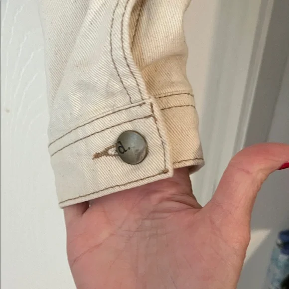 d. Jeans Classic Cream Denim Jacket Large - Picture 5 of 9